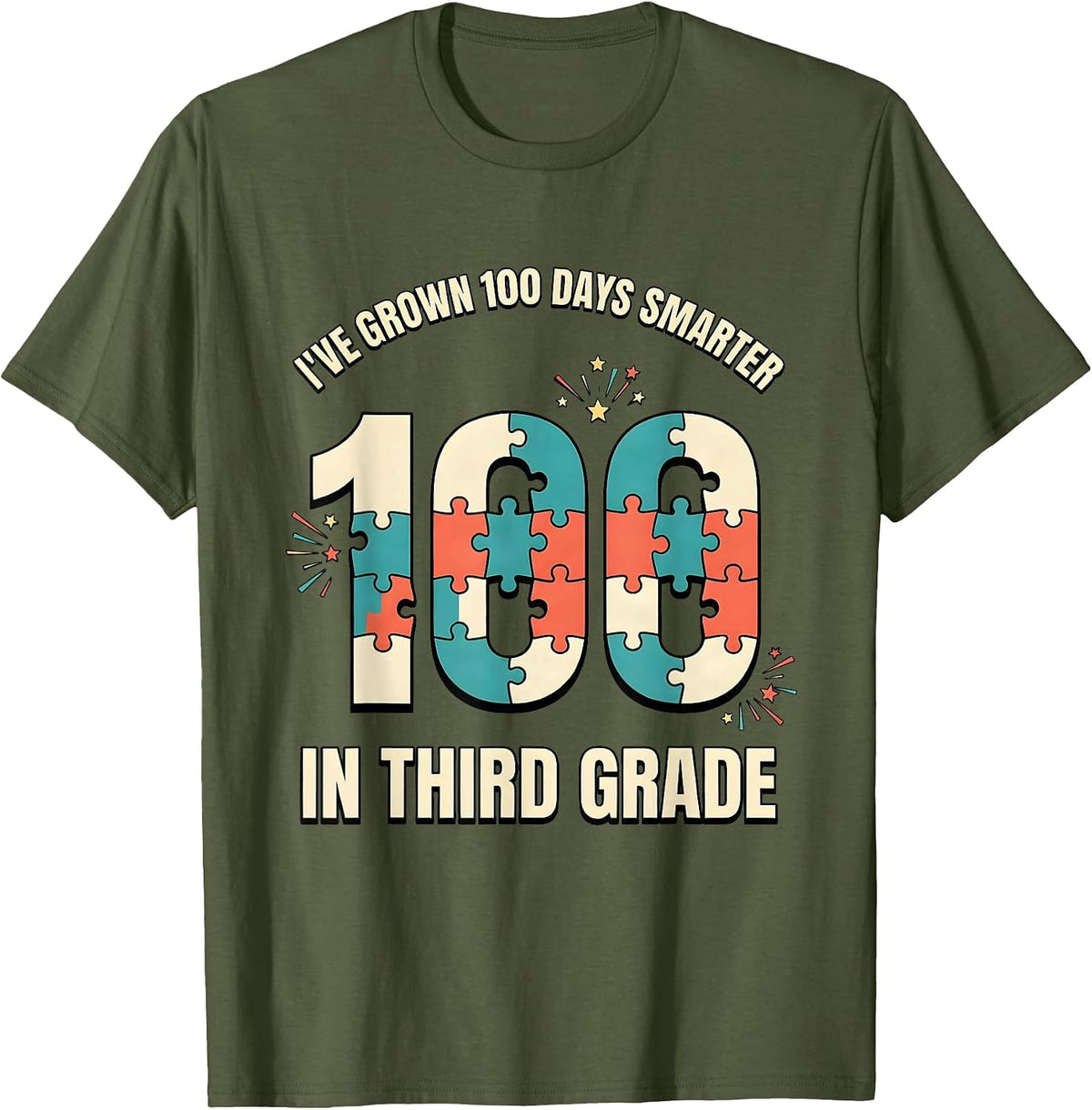 Men's I've Grown 100 Days Smarter In Third Grade Teacher T-Shirt - Olive Green