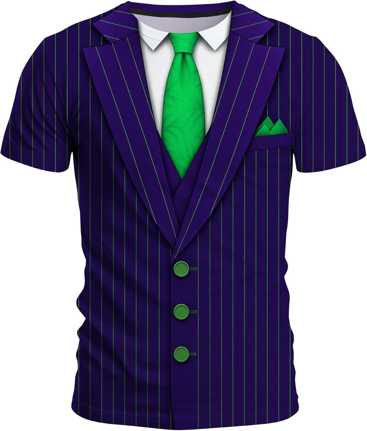 Men’s 3D Suit Print T-Shirt, Funny Realistic Costume Graphic Tee - Purple Suit-02