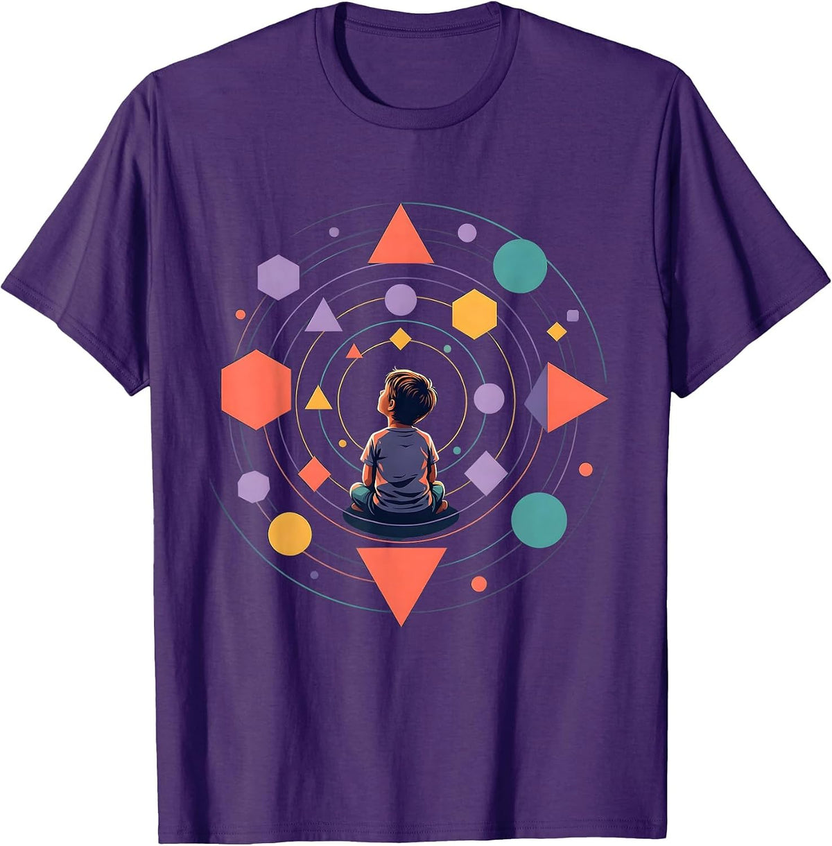 Neurodiversity Geometric Wonder Child Design T-Shirt - Purple
