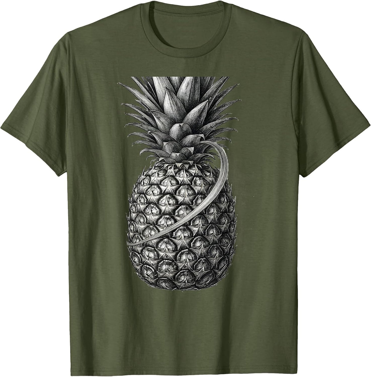 Men's Pineapple Spiral Sacred Geometry Math Enthusiast T-Shirt - Olive Green