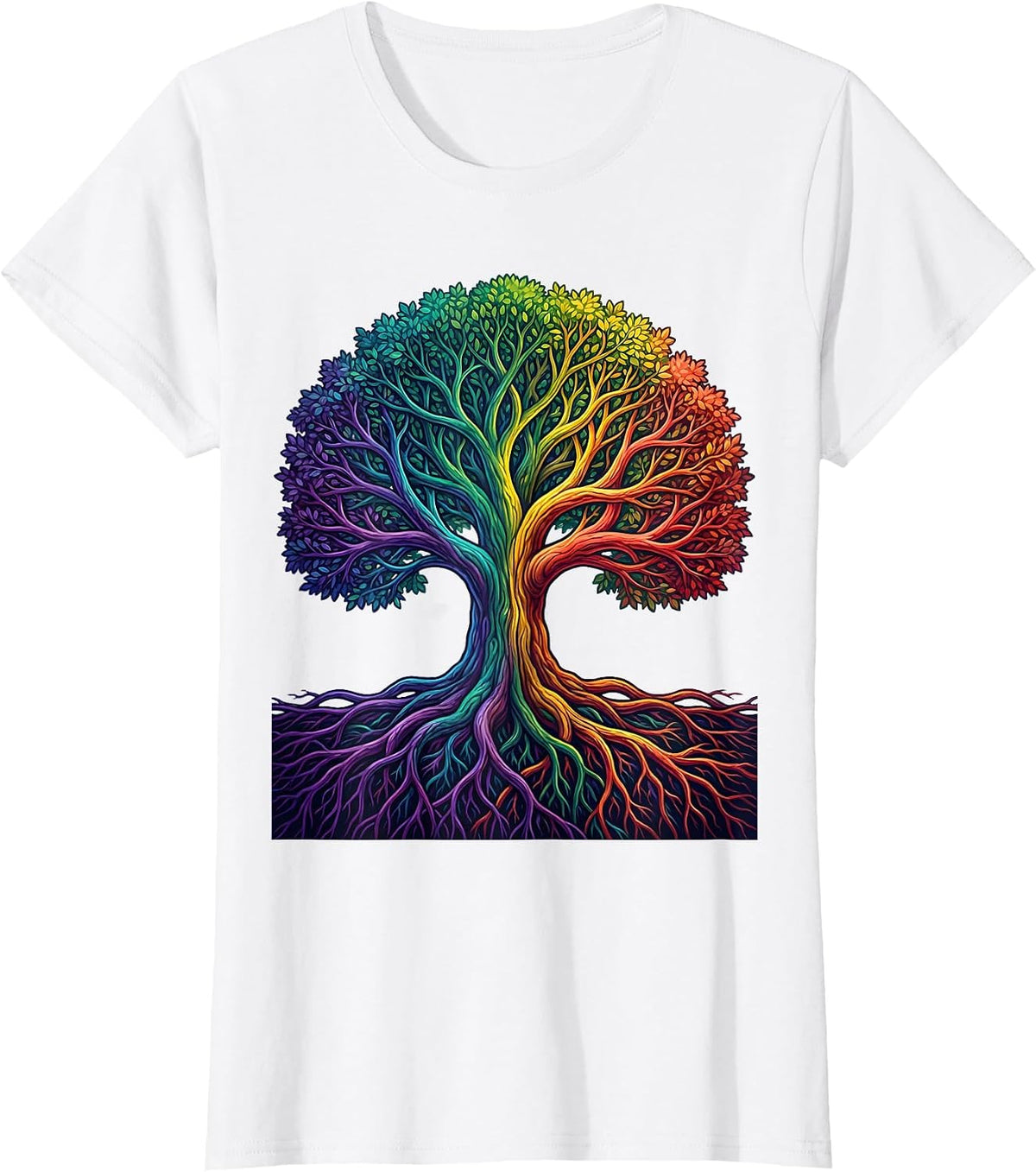 Women's Neurodiversity Tree With Roots Graphic Design T-Shirt - White