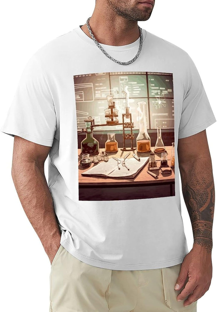 T Shirts Chemistry Lab Short Sleeve for Men Crewneck Tees Trendy Lightweight Casual Summer Tees White - Chemistry Lab
