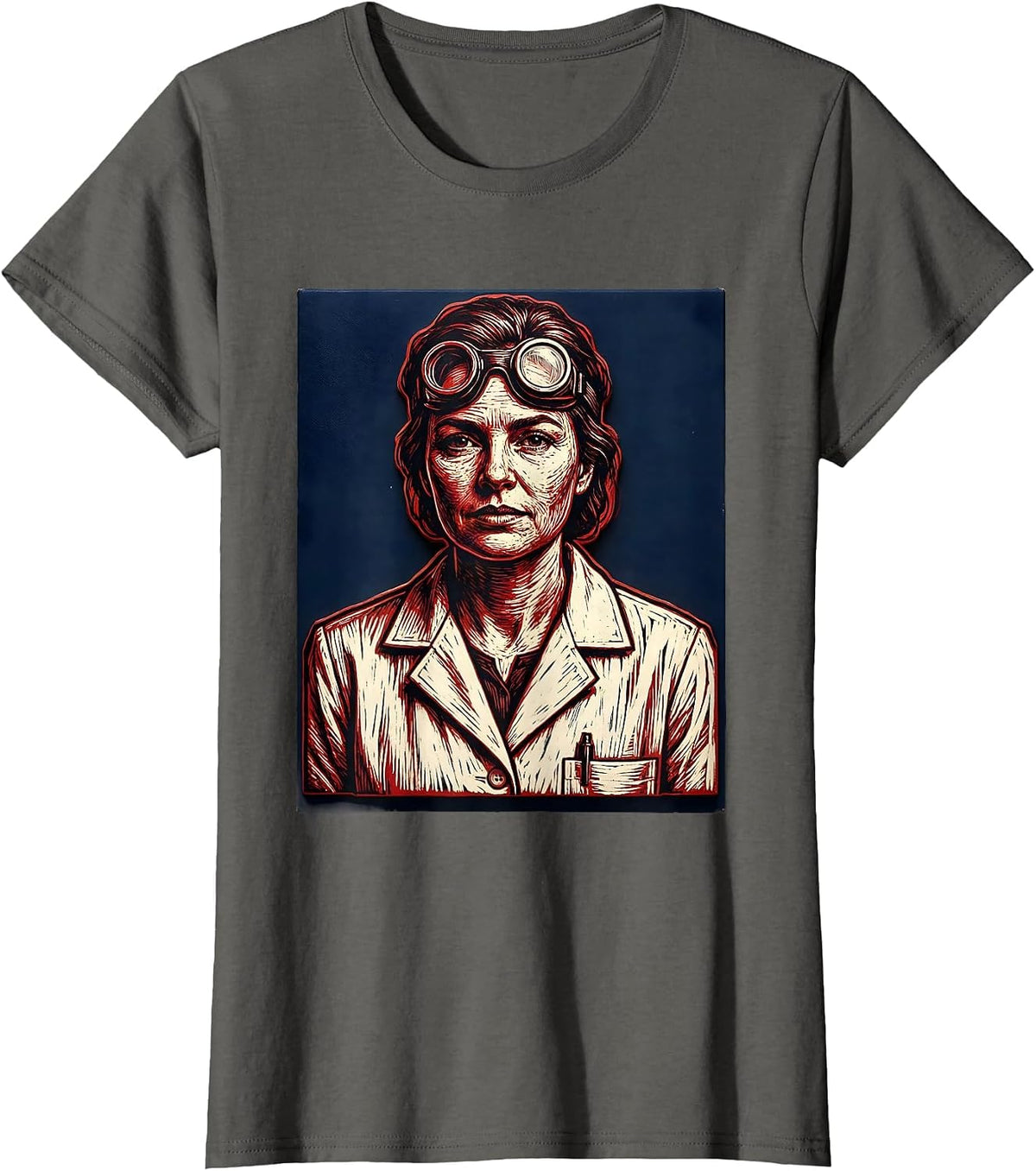 Labor Day Lab Coat Scientist Illustration T-Shirt, Women, Asphalt Grey, Large - As Pictured