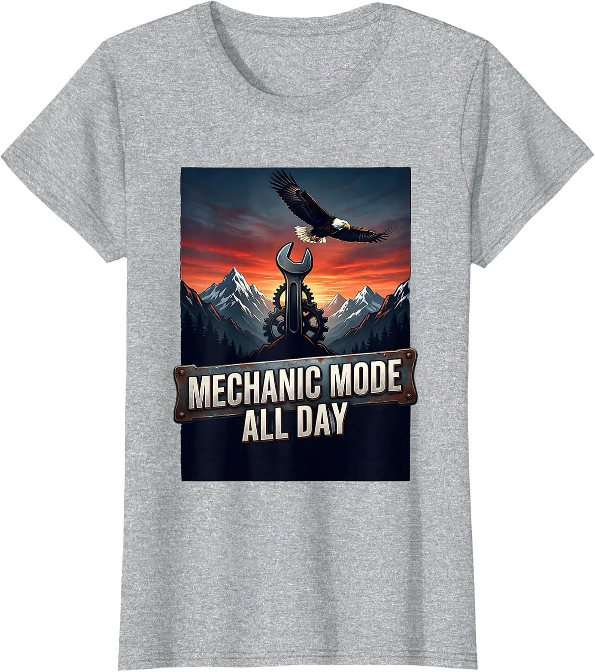 Mechanic Mode All Day Garage Life Design T-Shirt - Heather Grey