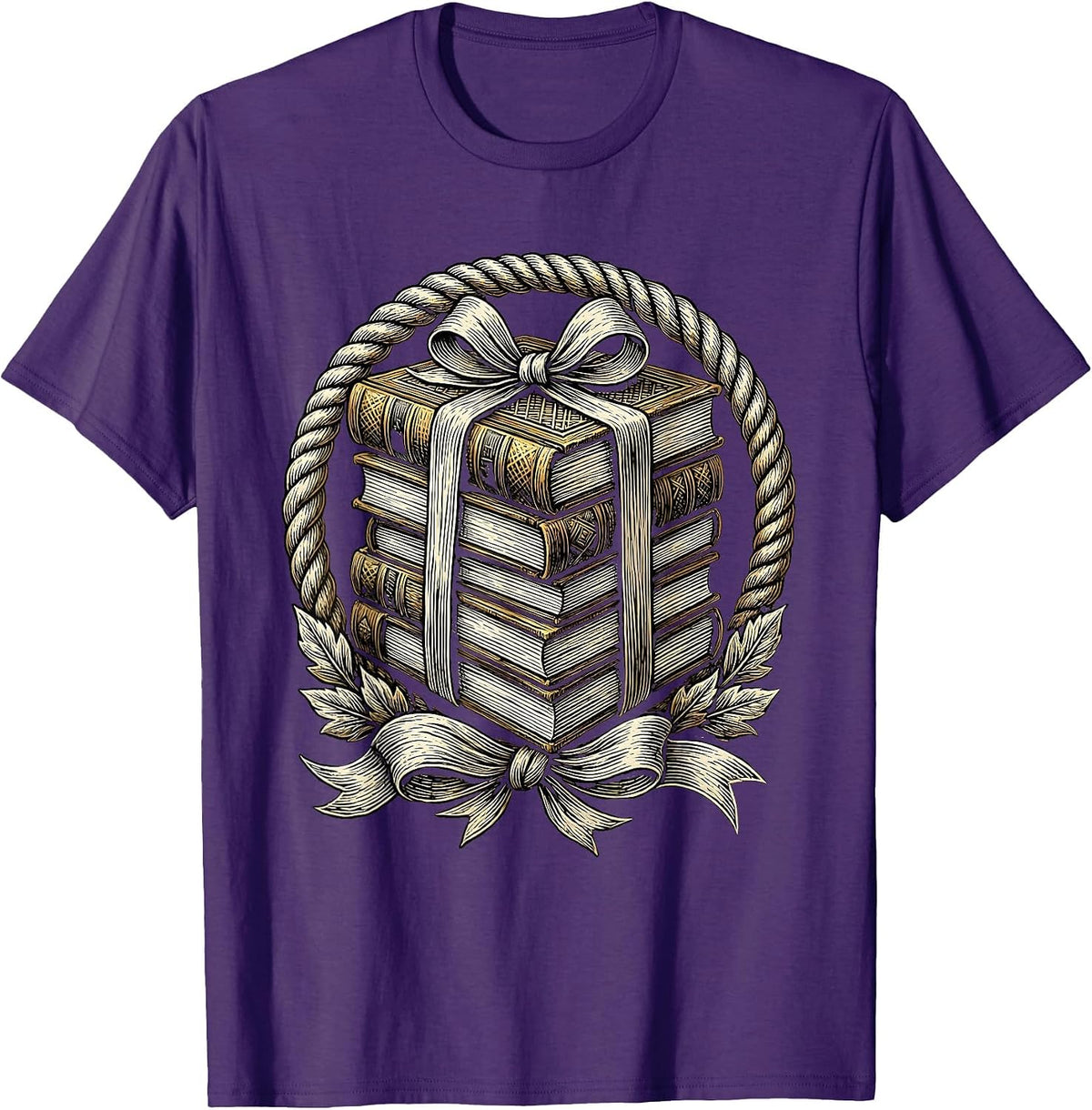 English Teacher Classic Novels Stack Graphic T-Shirt - Purple
