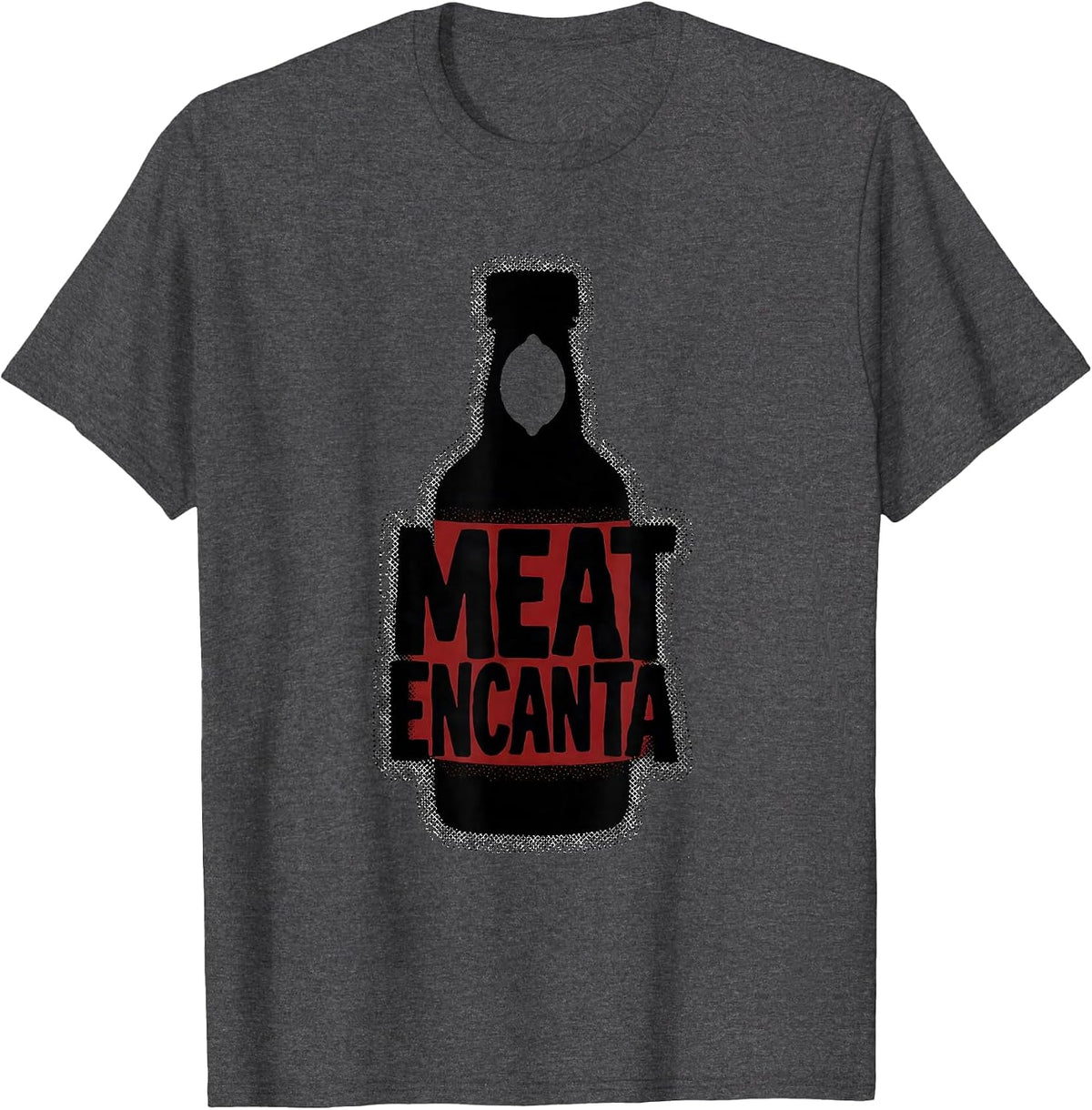 Men's Meat Encanta Blackwork Dotwork Cinco De Mayo Spanish Pun T-Shirt - Dark Heather Grey