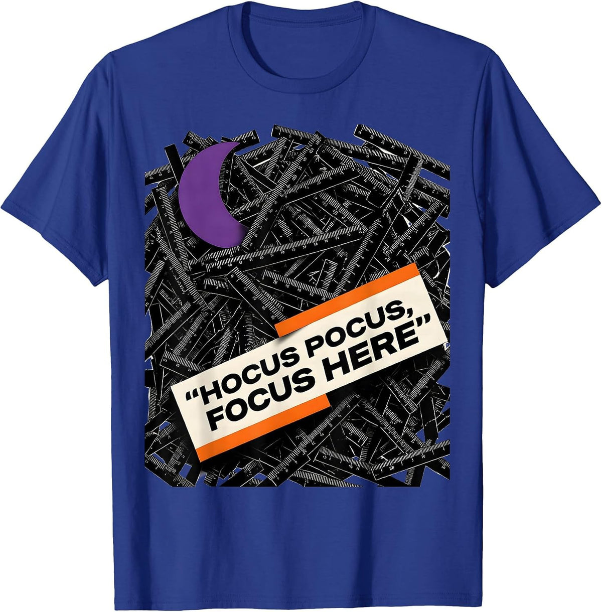 Hocus Pocus Focus Here Funny Teacher Halloween Costume T-Shirt - Royal Blue