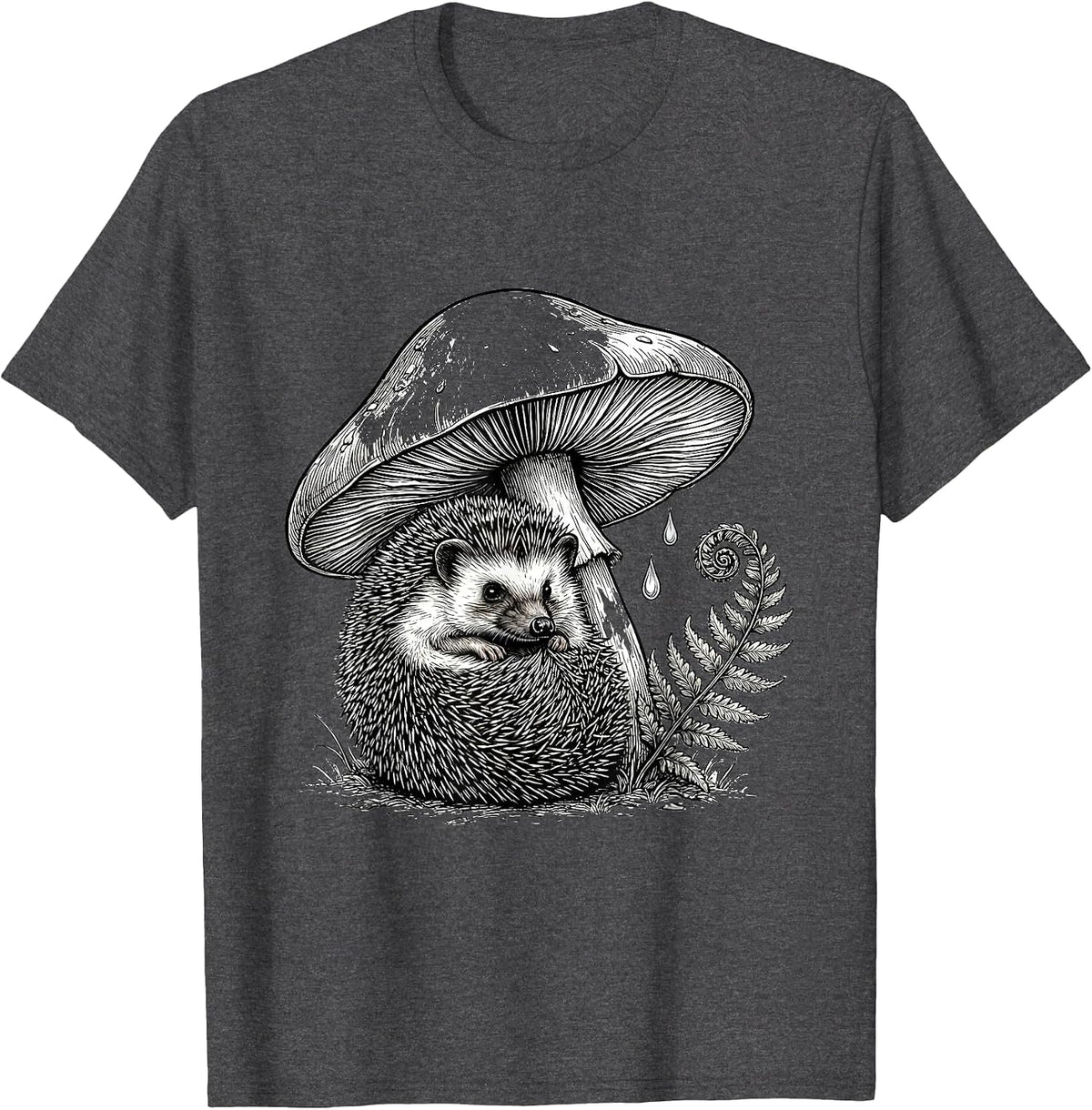 Men's Cute Hedgehog Round Art Animal Lover Gift T-Shirt - Dark Heather Grey