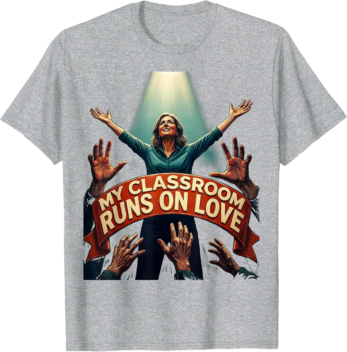 Men's My Classroom Runs On Love Sped Teacher Design T-Shirt - Heather Grey