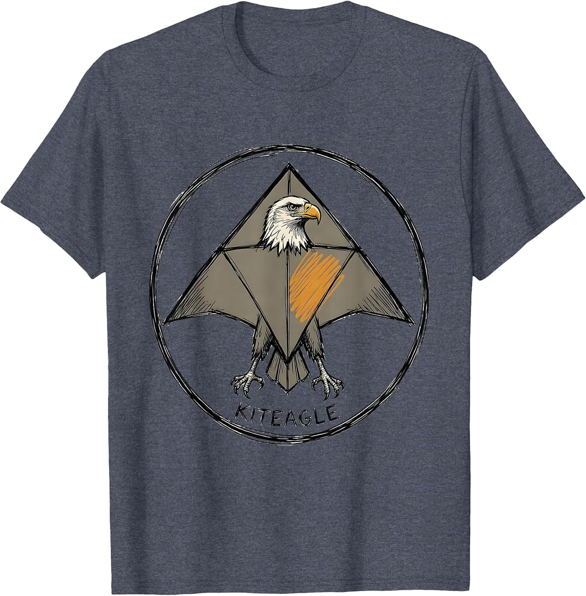 Kiteagle Hand Sketched Bird Pun Funny Math Teacher Humor T-Shirt - Heather Blue