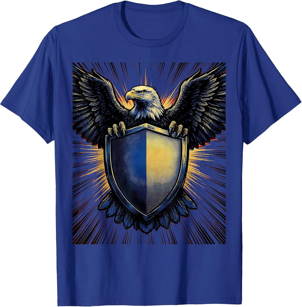 Police Shield Eagle Crest Law Enforcement Graphic T-Shirt - Royal Blue