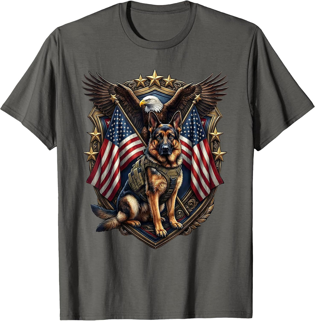Men's K9 Tactical Dog Back the Blue Illustration T-Shirt - Asphalt Grey