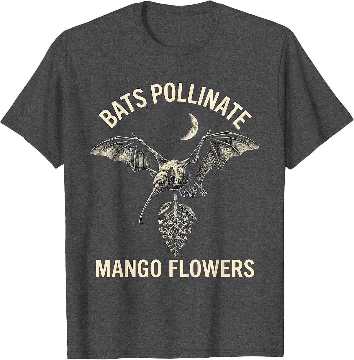 Bats Pollinate Mango Flowers Funny Bat Lover Halloween T-Shirt - Dark Heather Grey
