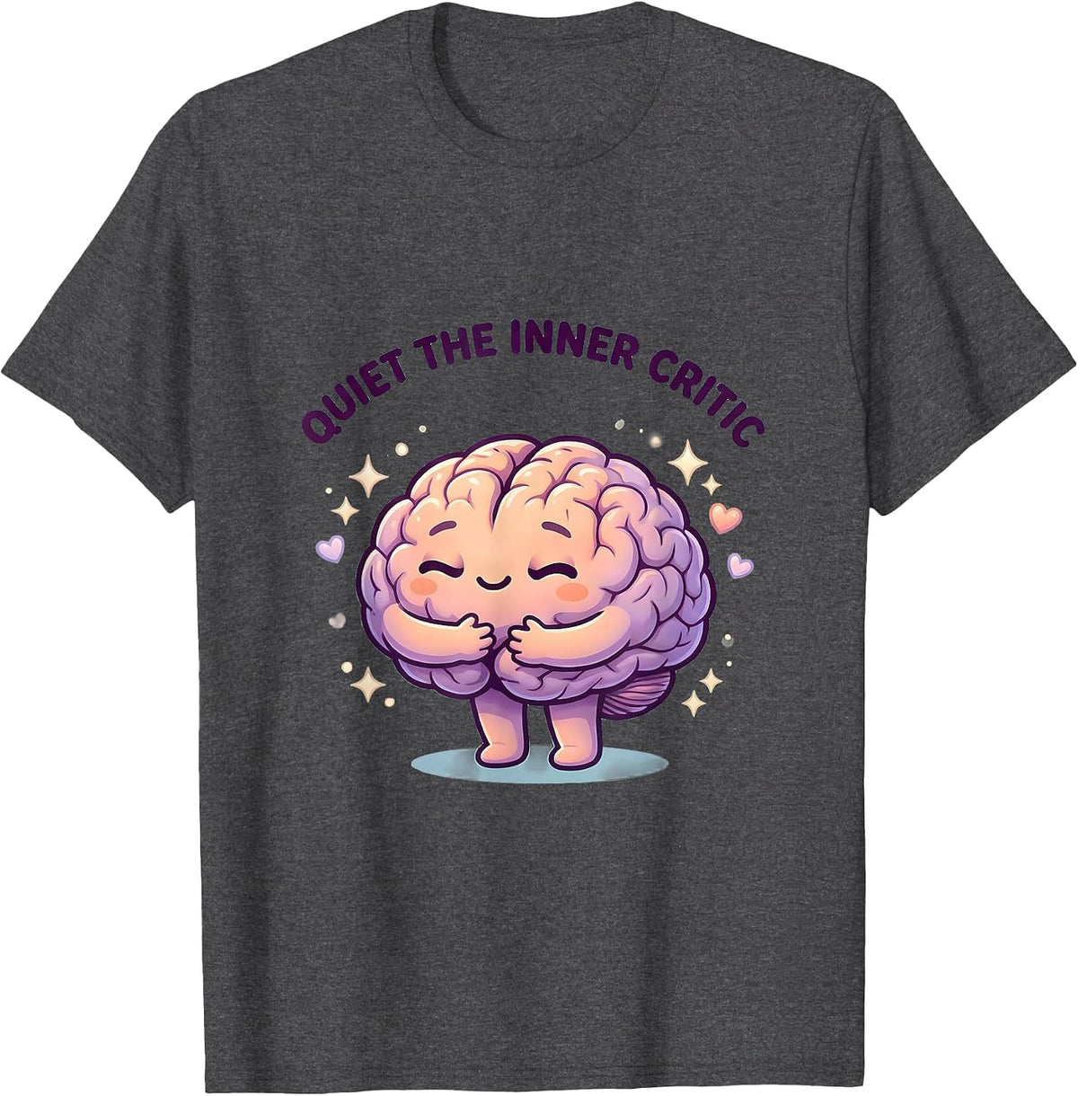 Men's Quiet the Inner Critic Mental Health Matters Design T-Shirt - Dark Heather Grey