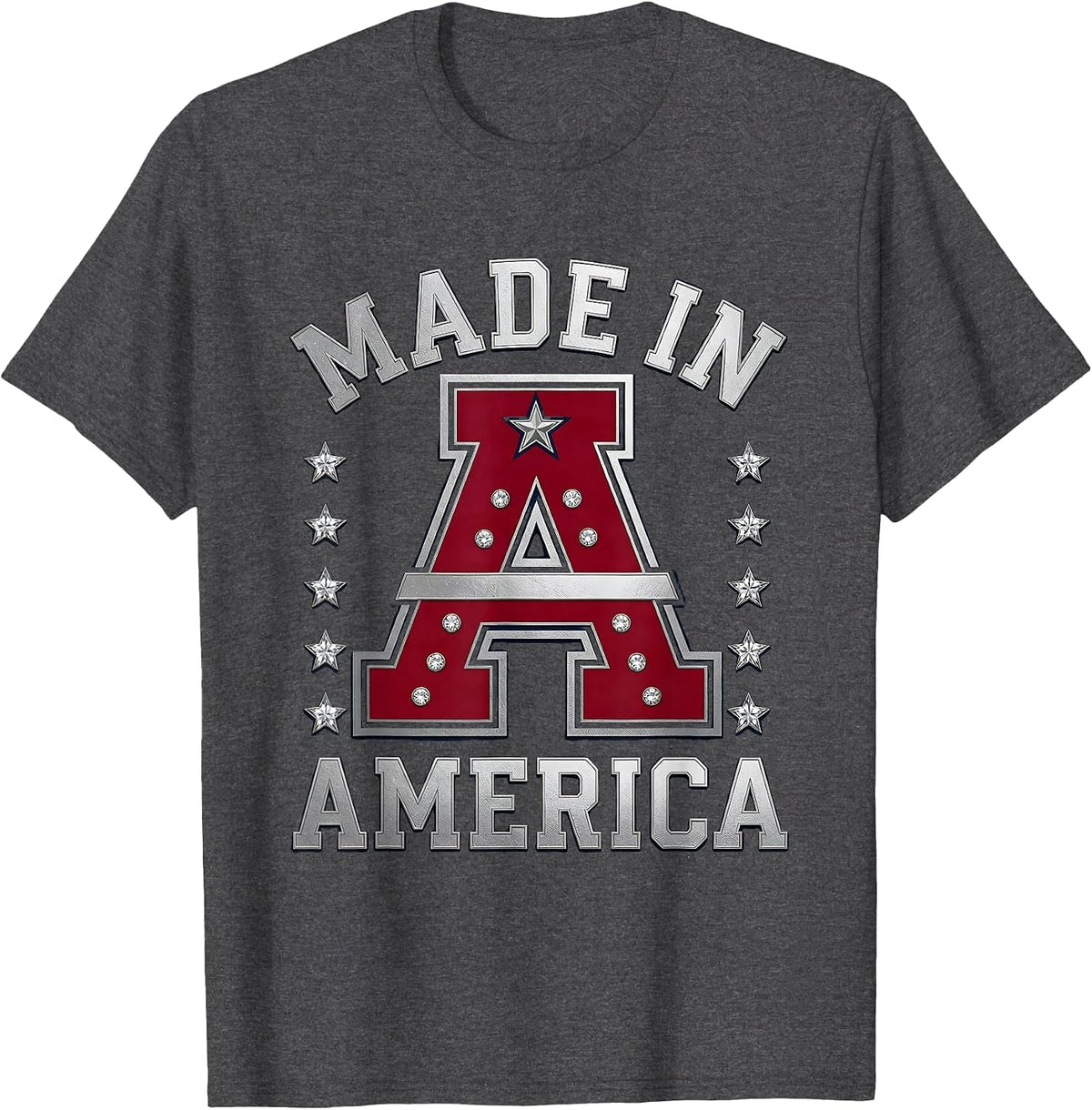 Made in America Patriotic Pride Design T-Shirt - Dark Heather Grey