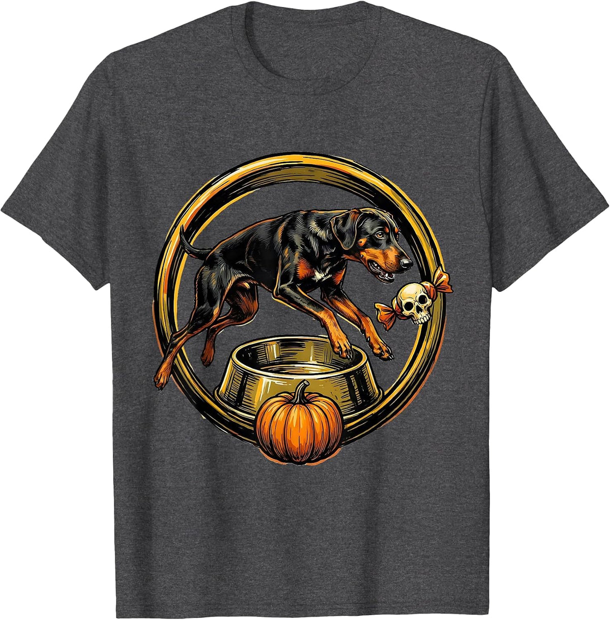 Vizsla Candy Bowl Halloween Dog Lover Humor T-Shirt - Dark Heather Grey