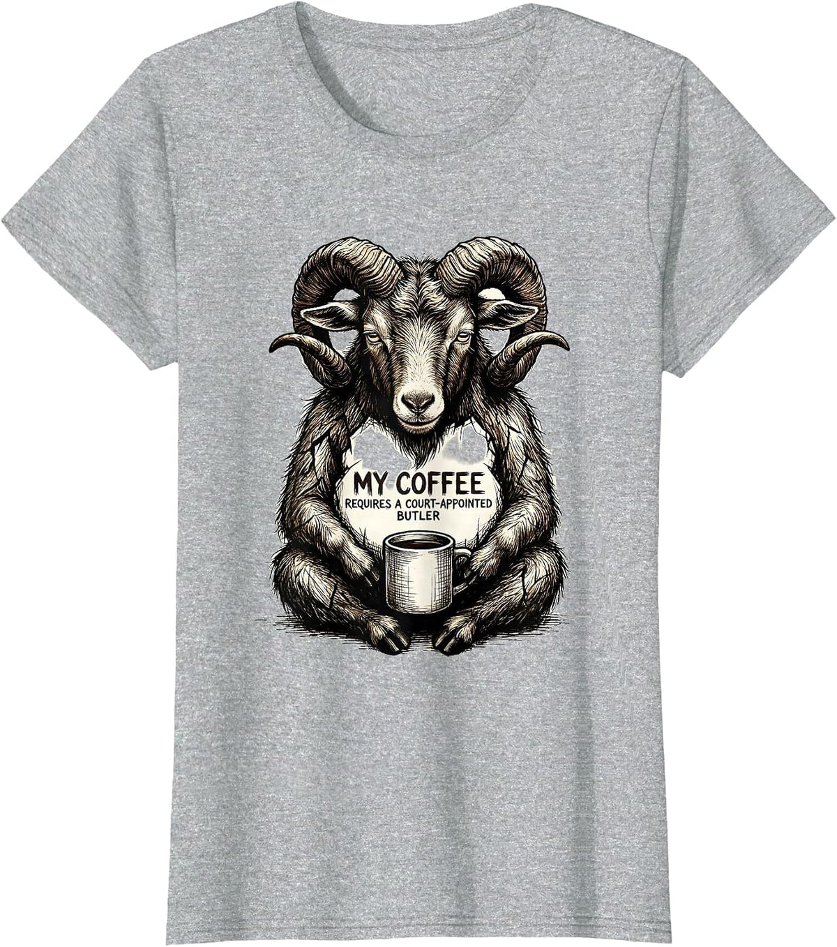 My Coffee Requires A Court-Appointed Butler Funny Coffee T-Shirt - Heather Grey