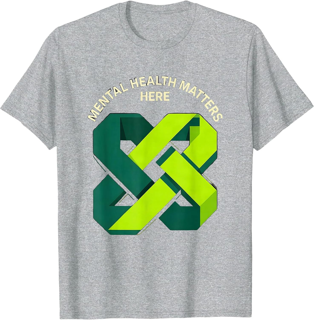 Men's Mental Health Matters Here Geometric Awareness Support T-Shirt - Heather Grey