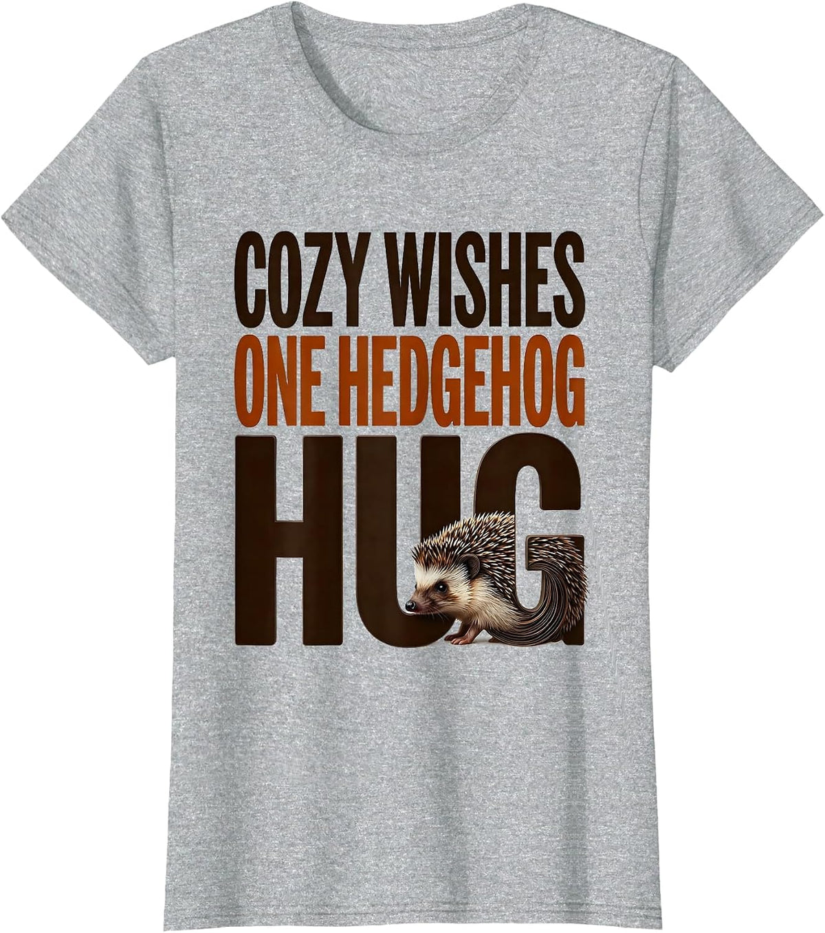 Cozy Wishes One Hedgehog Hug Cute Hedgehog Animal Lover Gift T-Shirt - Heather Grey