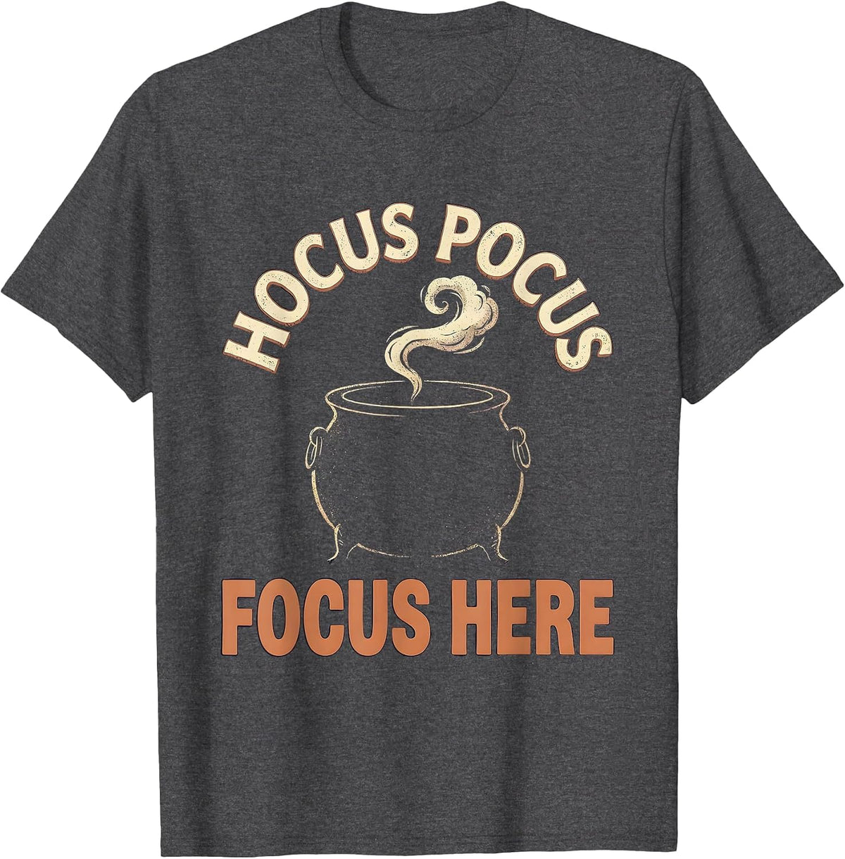 Men's Hocus Pocus Focus Here Vintage Funny Teacher Halloween T-Shirt - Dark Heather Grey