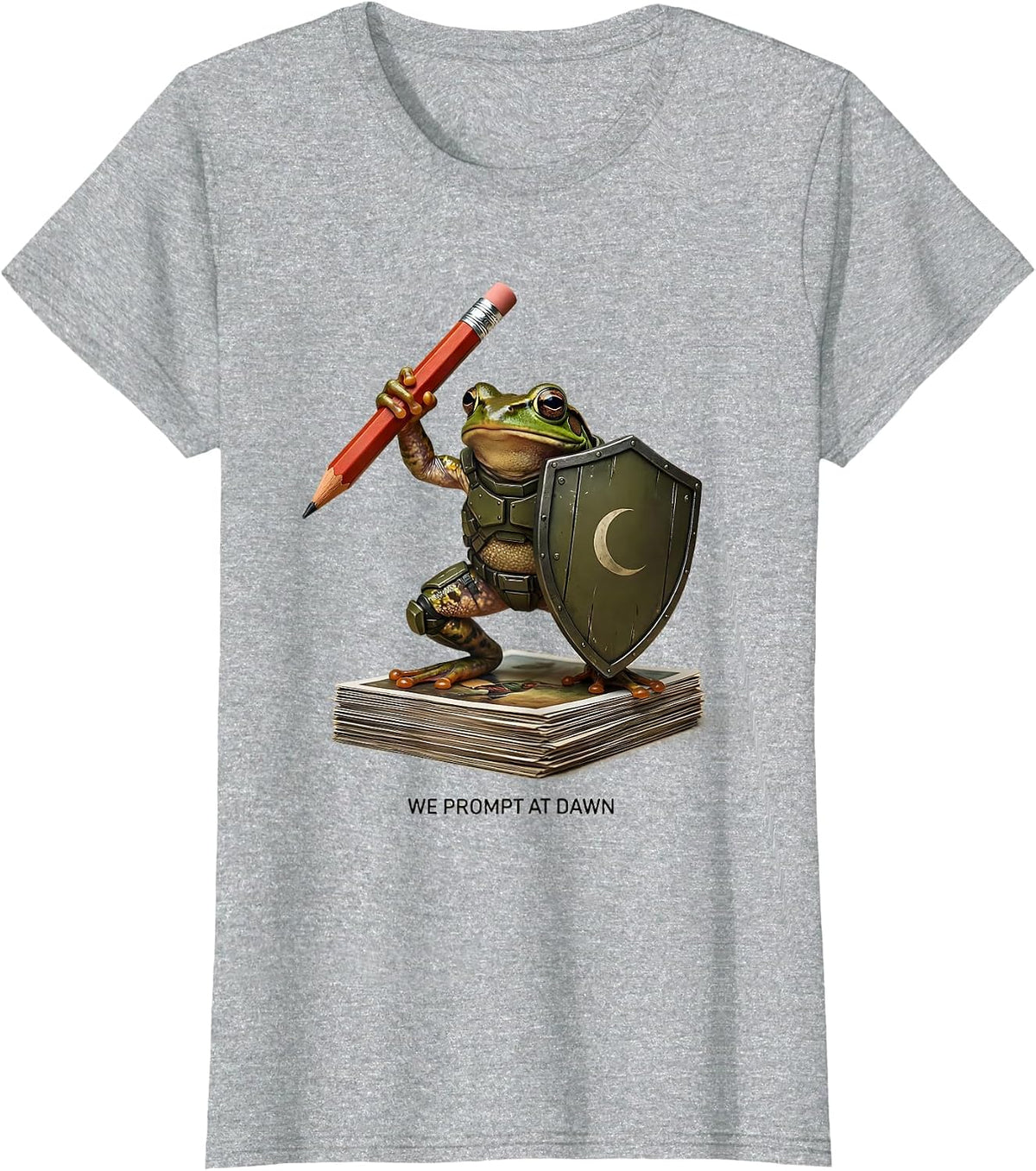 We Prompt At Dawn Funny Frog Teacher Reader Back To School T-Shirt - Heather Grey
