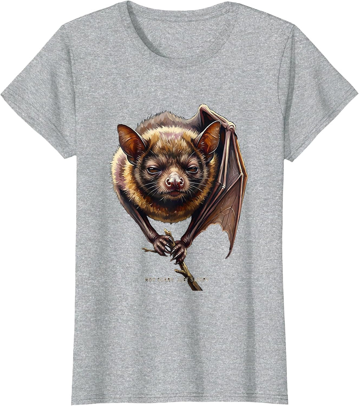 Women's Not Scary Just Sleepy Vintage Bat Lover Halloween Nature T-Shirt - Heather Grey