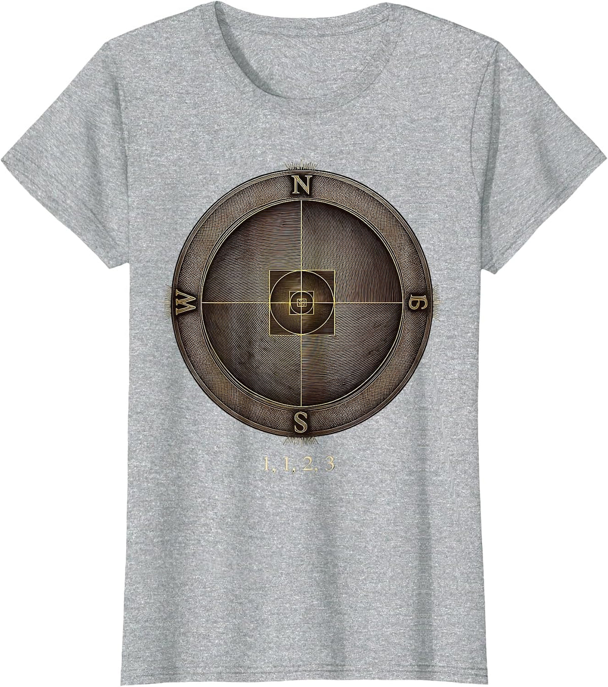 Women's 1, 1, 2, 3 Fibonacci Golden Ratio Sacred Geometry Math T-Shirt - Heather Grey