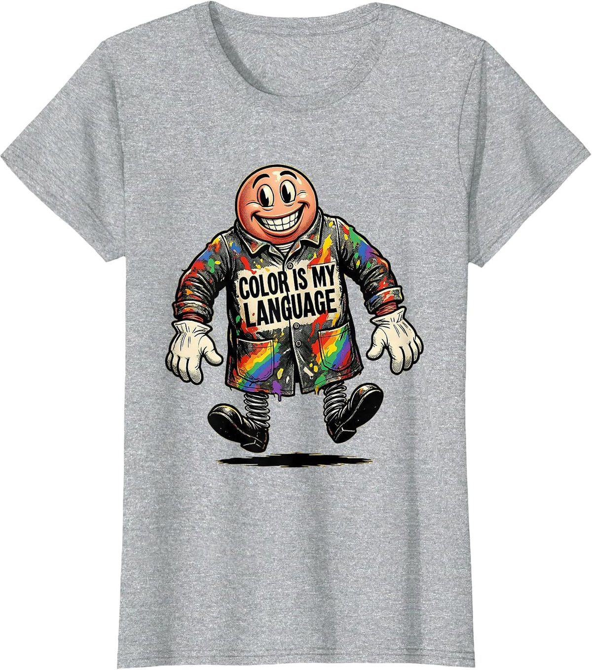 Color Is My Language Rainbow Art Design T-Shirt - Heather Grey