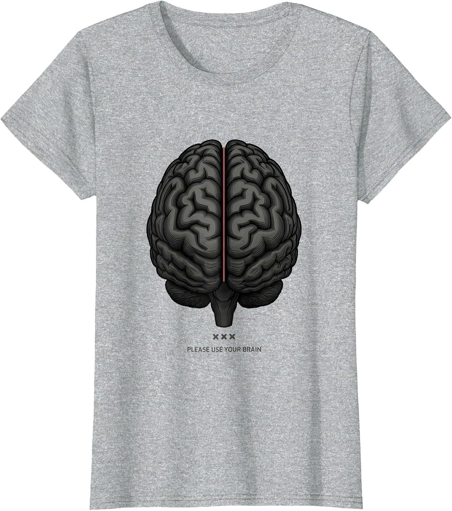Please Use Your Brain Funny Science Student Medical Humor T-Shirt - Heather Grey