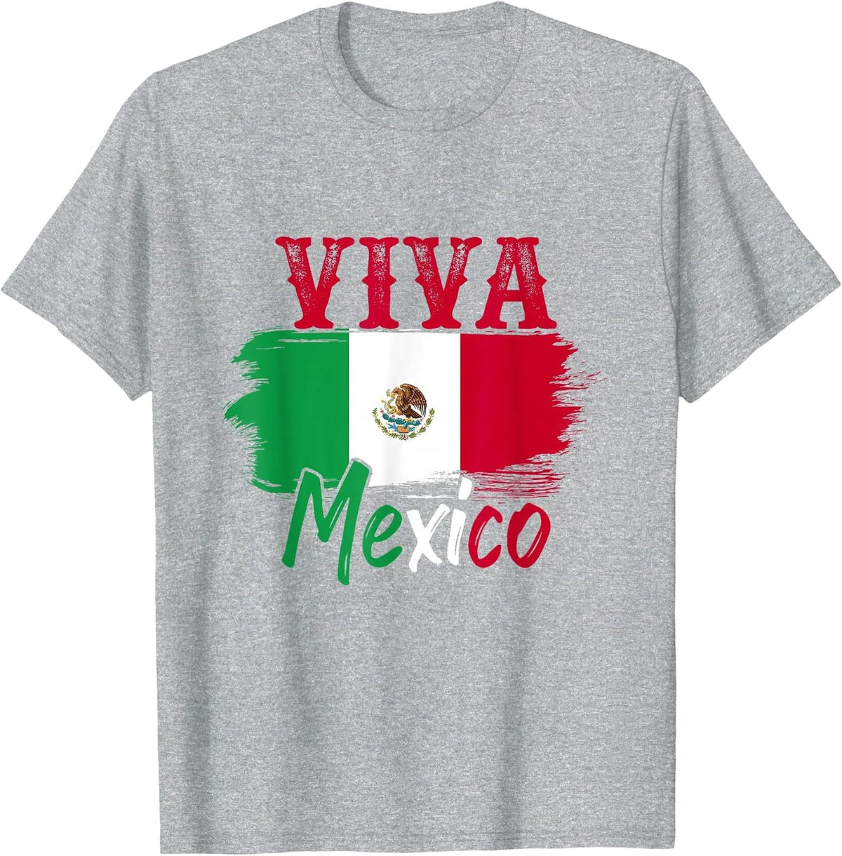 Mexican Flag Viva Mexico T-Shirt - Heather Grey