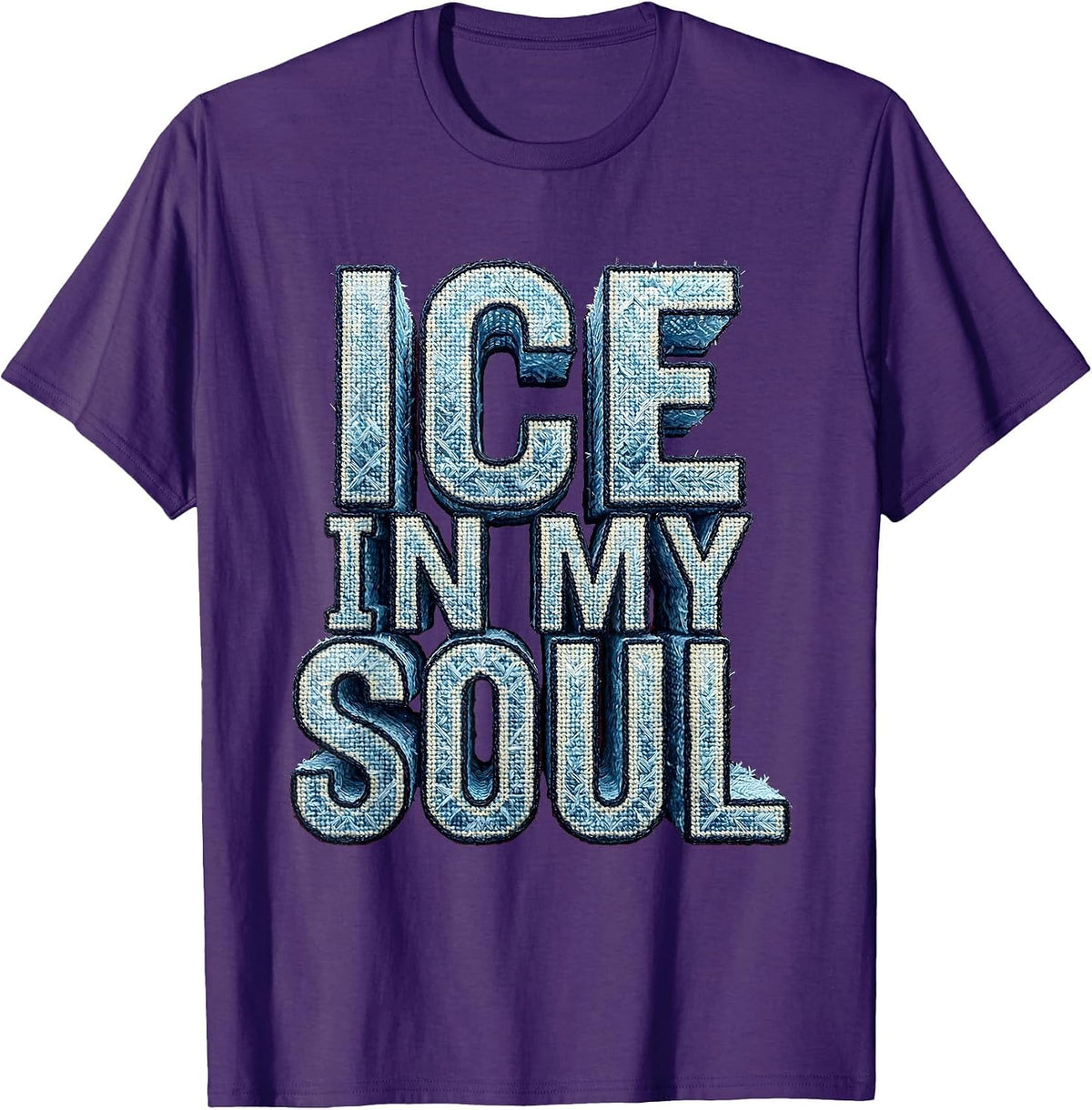 Ice In My Soul Bold Graphic Design T-Shirt - Purple