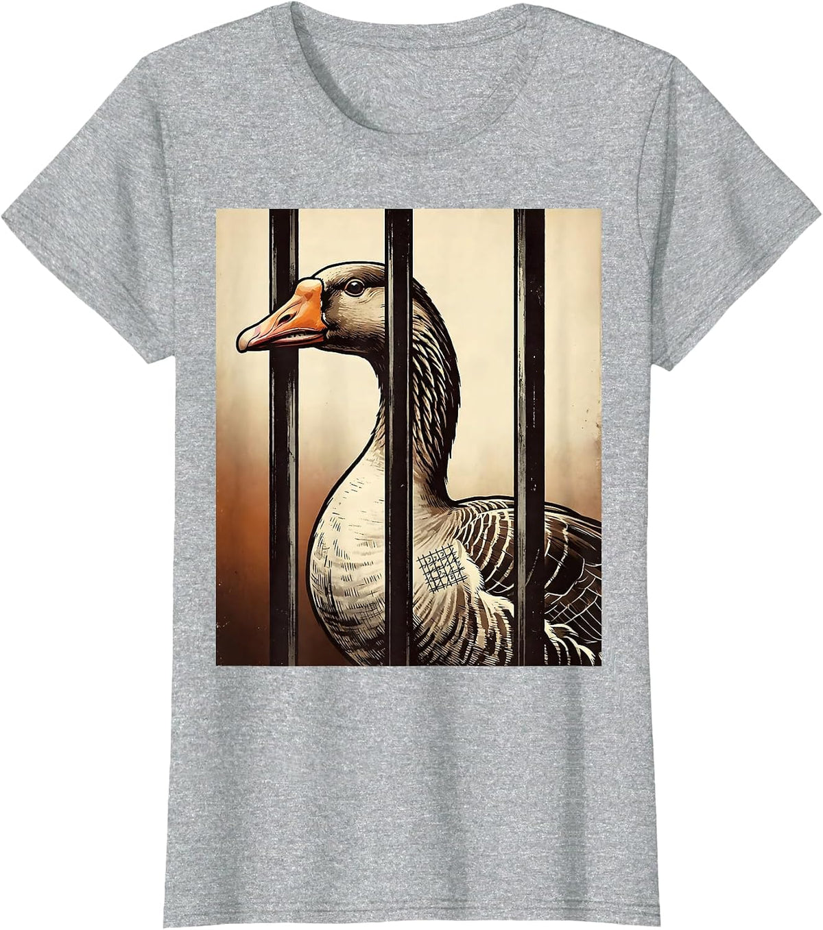 Women's Silly Goose In Jail Vintage Funny Animal Lover Humor T-Shirt - Heather Grey