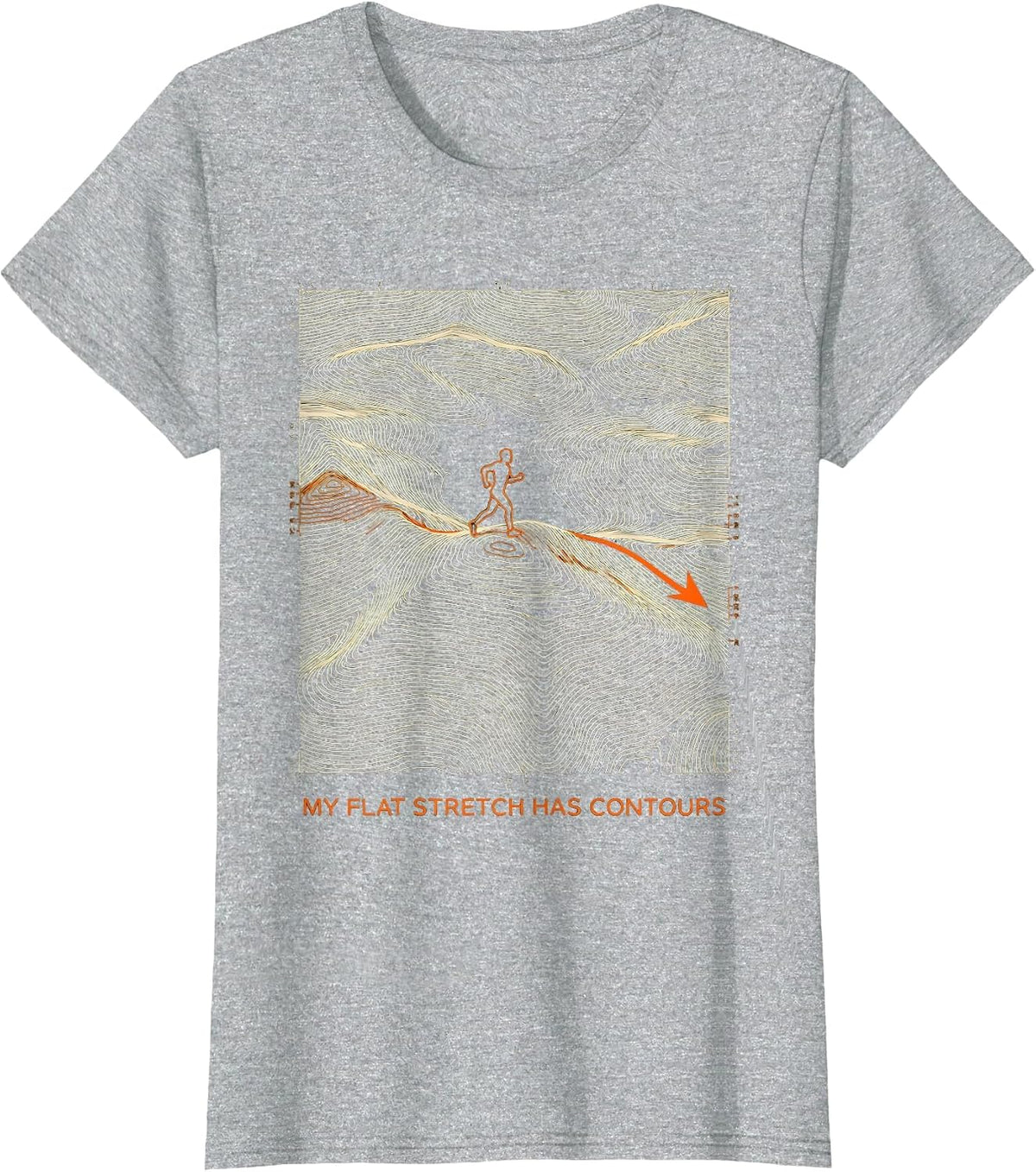 MY FLAT STRETCH HAS CONTOURS Funny Cross Country Runner Gift T-Shirt - Heather Grey