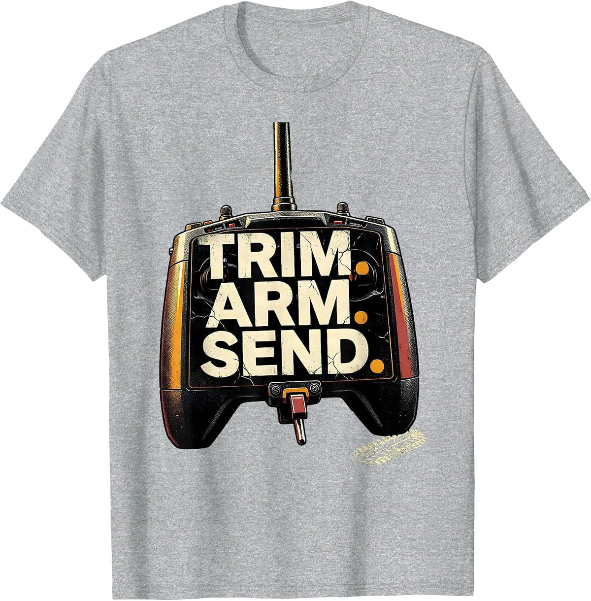 Men's Trim Arm Send Distressed Vintage RC Racing Drag Strip T-Shirt - Heather Grey