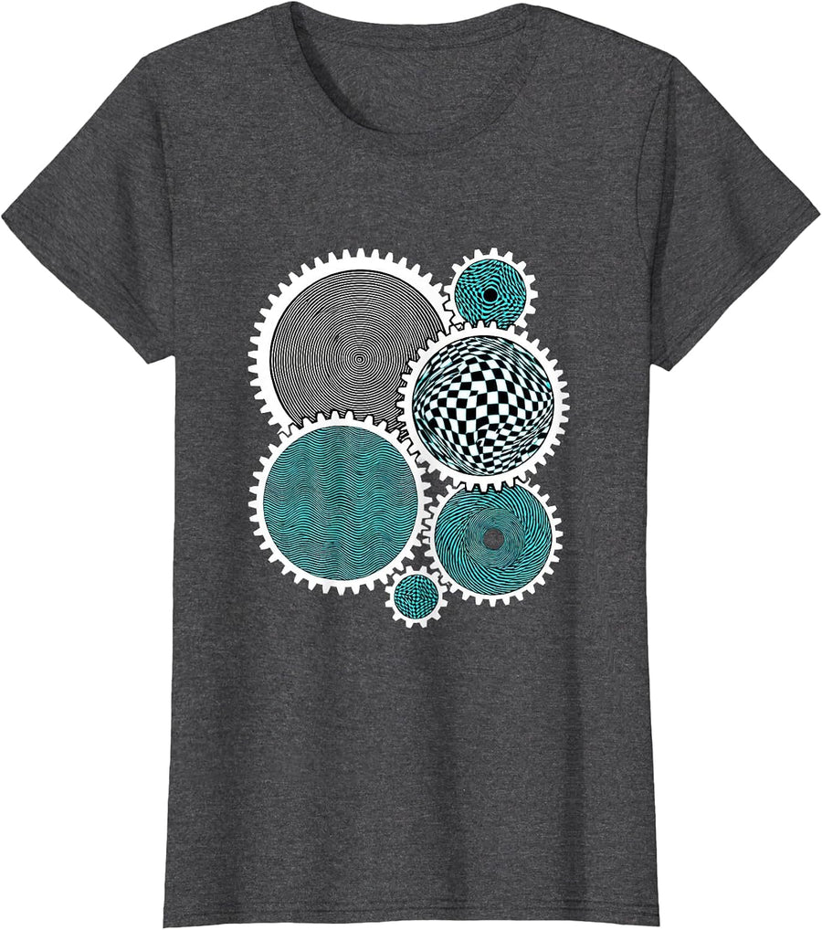 Women's Neurodiversity Interlocking Gears Illustration T-Shirt - Dark Heather Grey