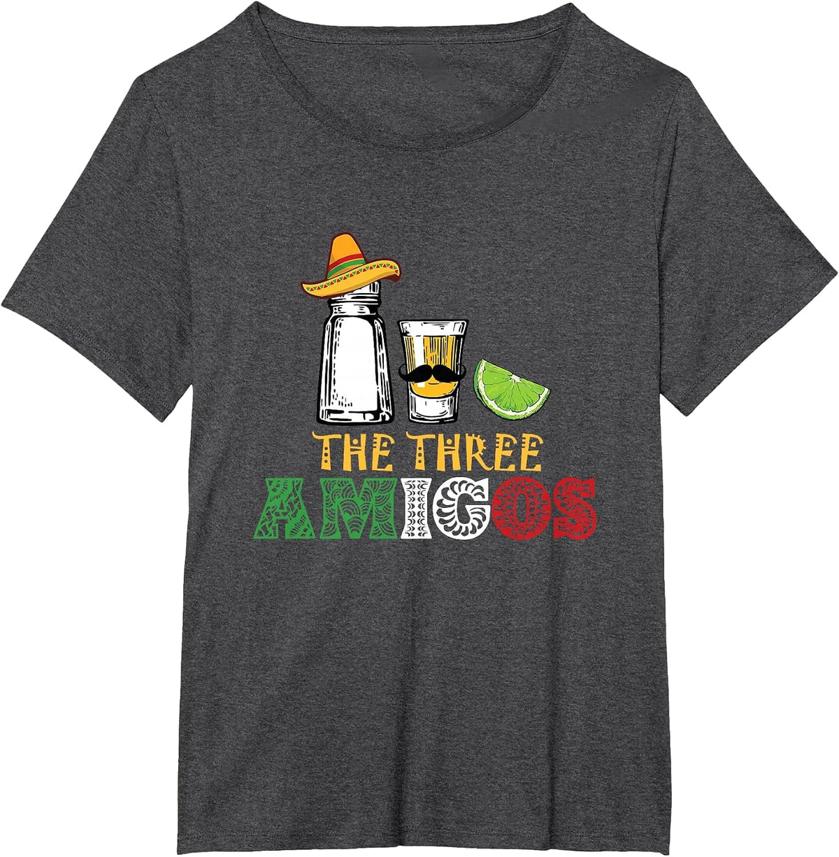 The 3 Three Amigos T-Shirt - Salt, Tequila & Lime T-Shirt - Dark Heather Grey