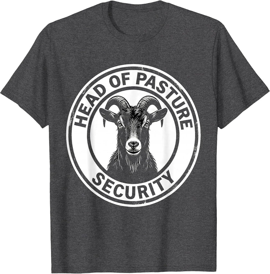 Men's Head Of Pasture Security Funny Goat Lover Farmer Gift T-Shirt - Dark Heather Grey