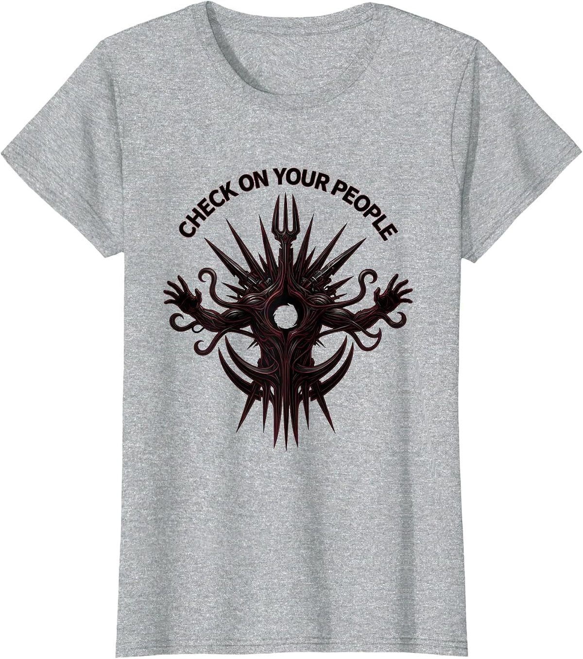 Women's Check On Your People Mental Health Matters Design T-Shirt - Heather Grey