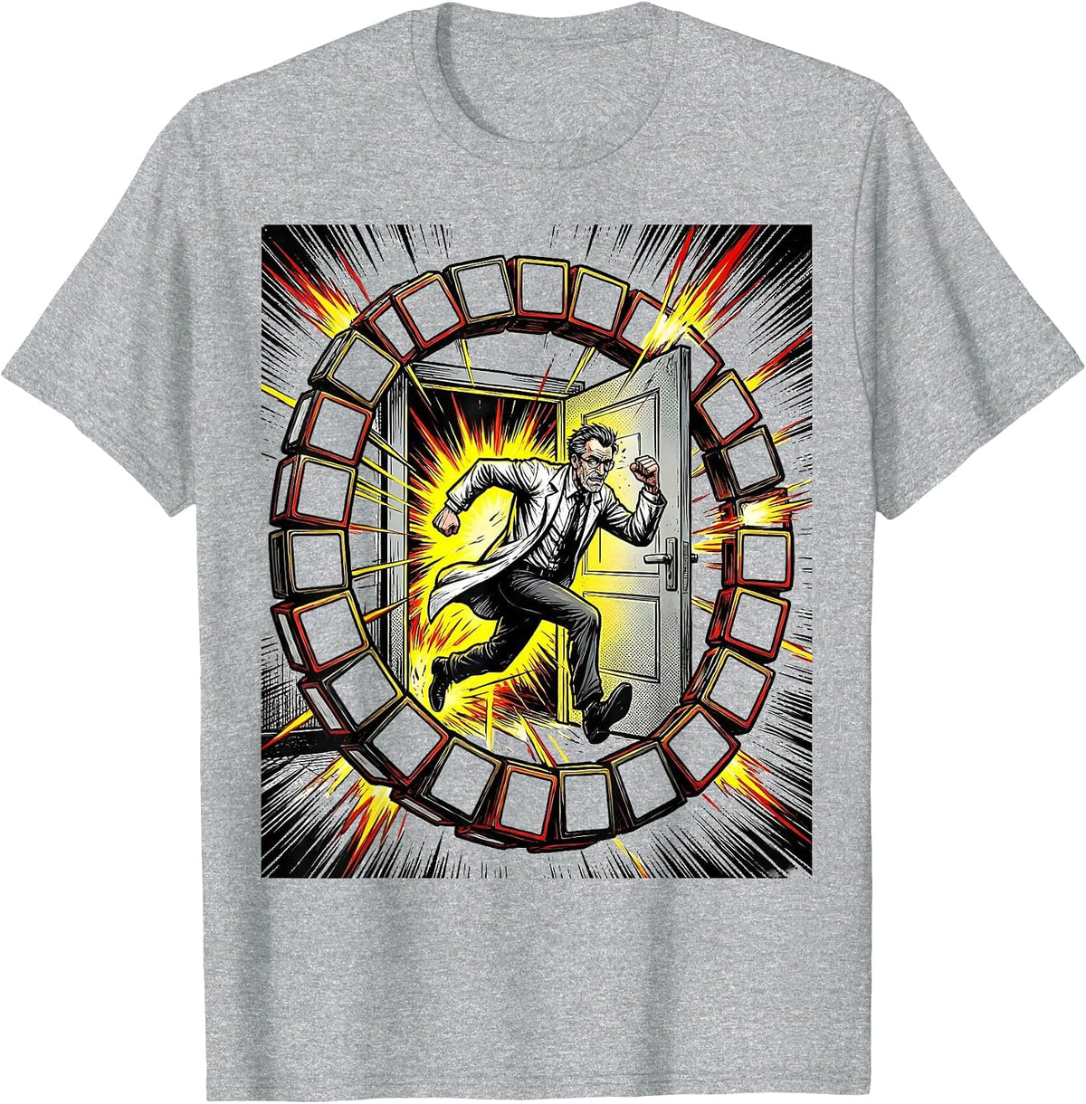 Men's Chemist Sprint Comic Book Science Humor Gift T-Shirt - Heather Grey