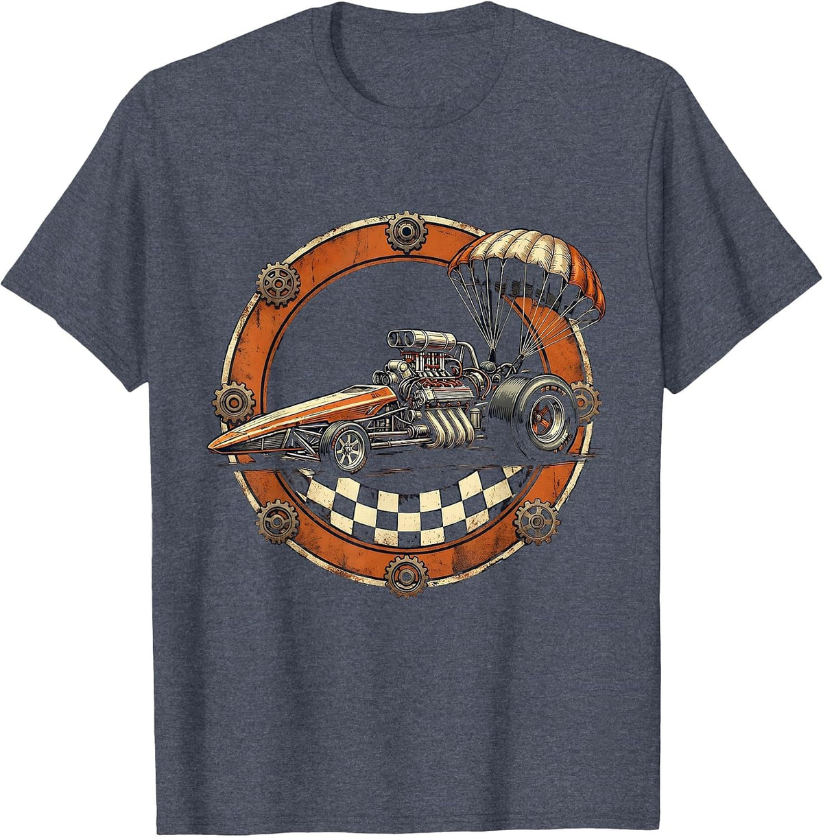 Dragster at the Starting Line Graphic Tee T-Shirt - Heather Blue