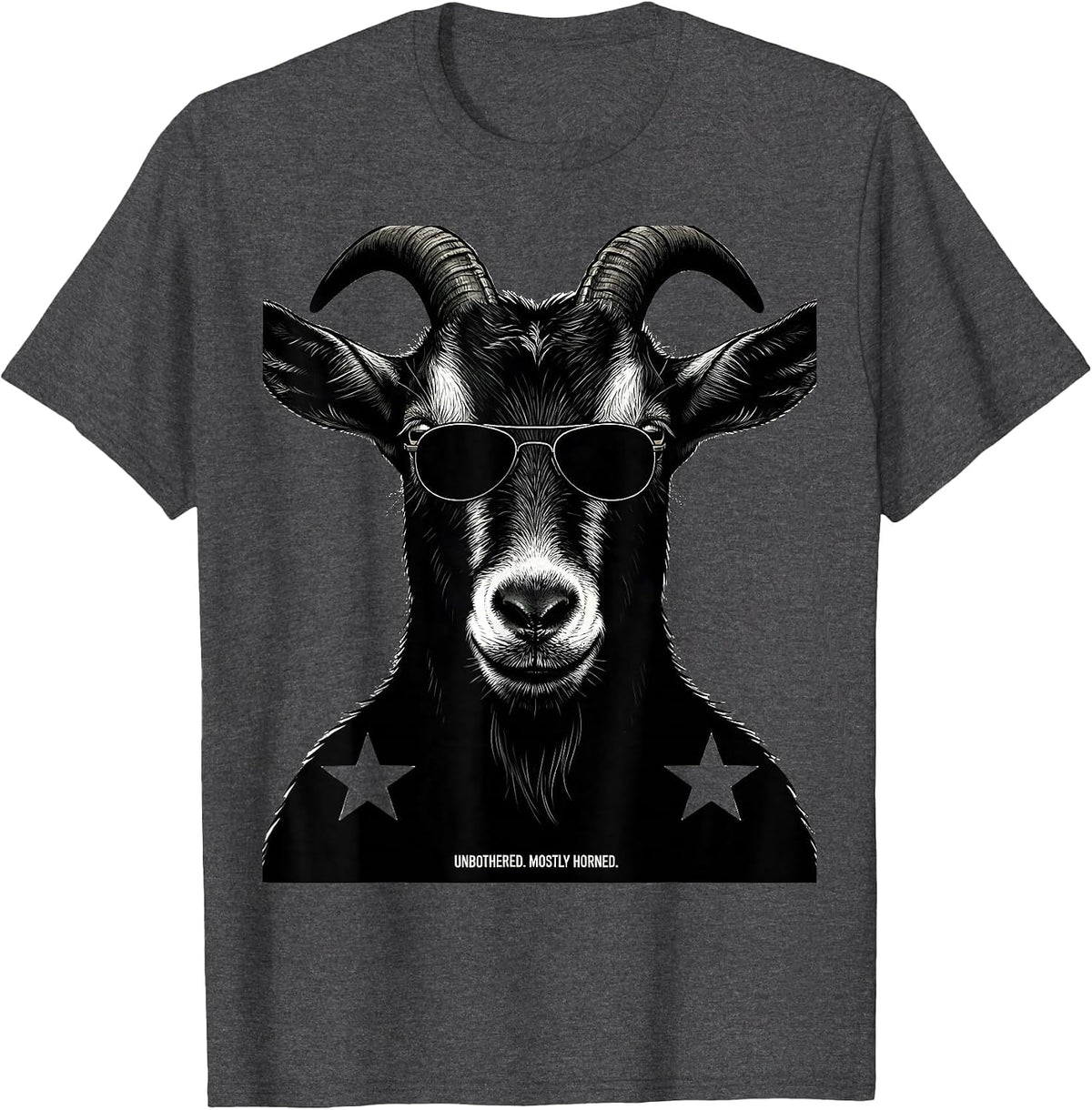 Men's Unbothered Mostly Horned Silhouette Goat with Sunglasses T-Shirt - Dark Heather Grey