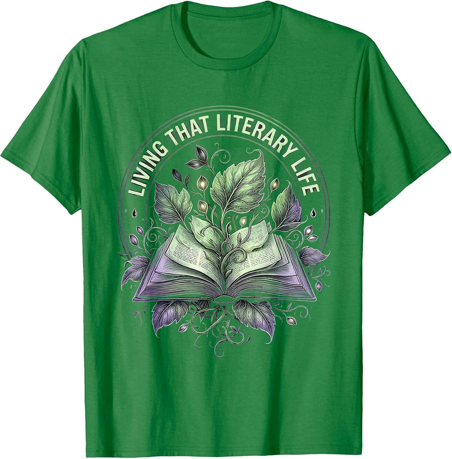 Men's Living That Literary Life English Teacher Design T-Shirt - Kelly Green