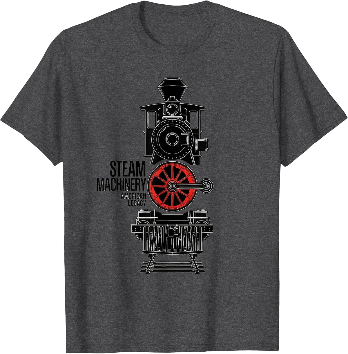 Men's Steam Machinery American Legacy Retro Big Boy 4014 Train T-Shirt - Dark Heather Grey