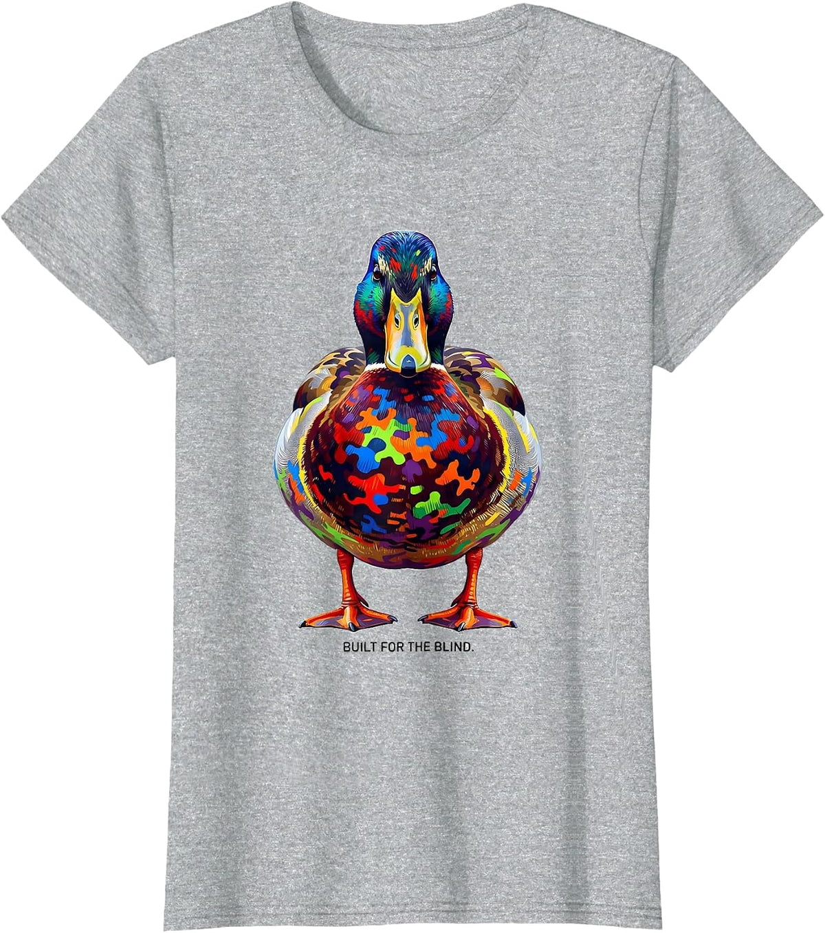 Women's Built for the Blind Duck Camo Hunting Design T-Shirt - Heather Grey