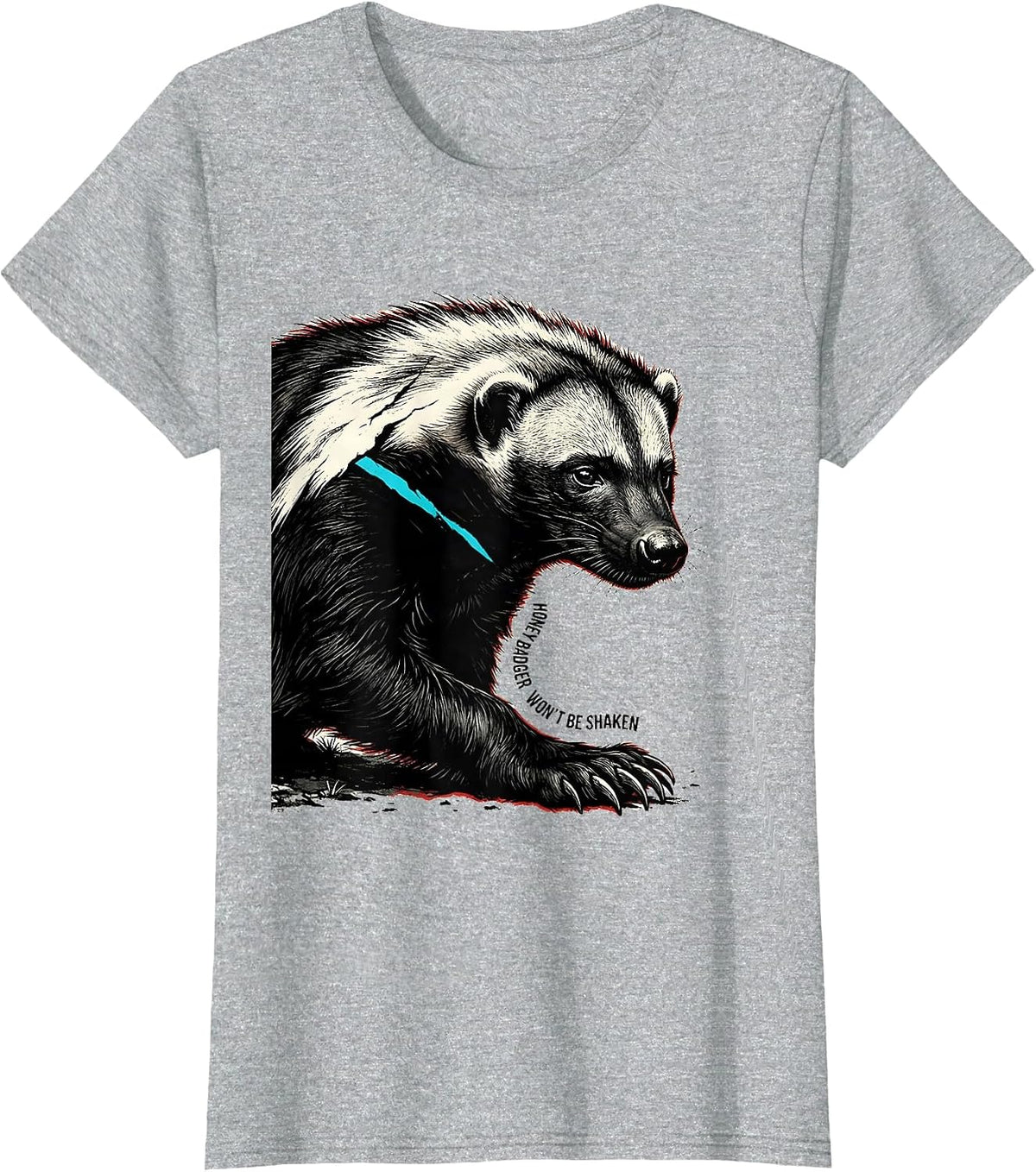 Women's Honey Badger Won't Be Shaken Funny Animal Lover Meme Humor T-Shirt - Heather Grey