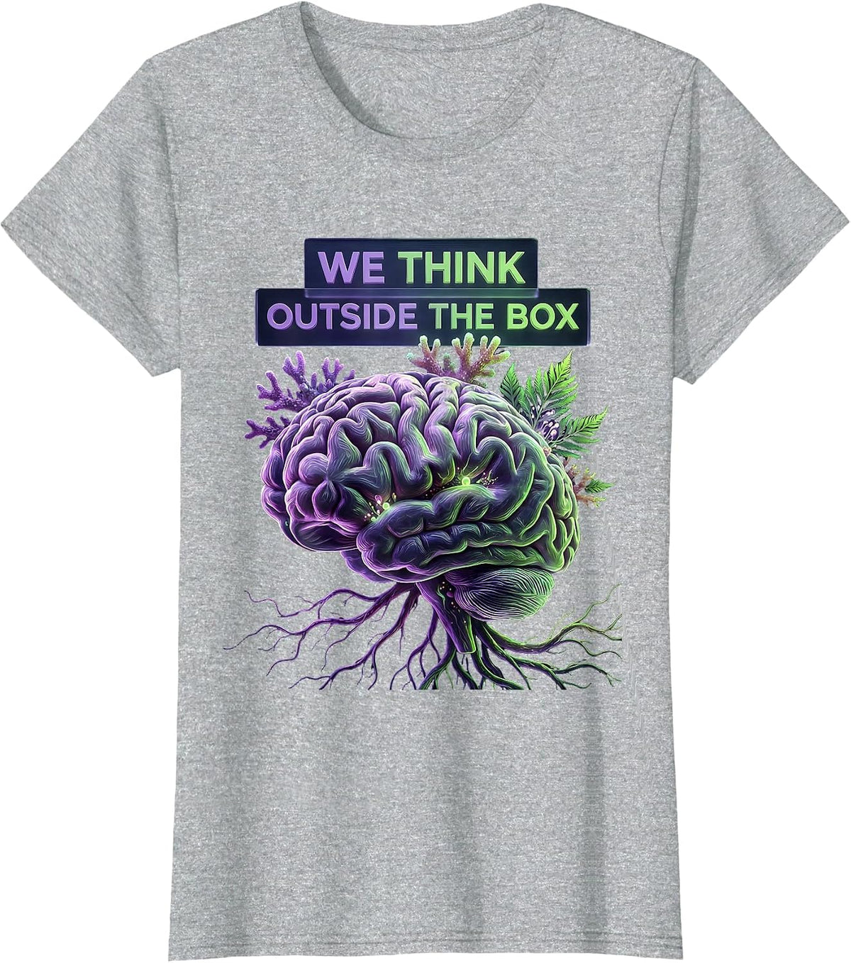 We Think Outside the Box Neurodiversity Design T-Shirt - Heather Grey