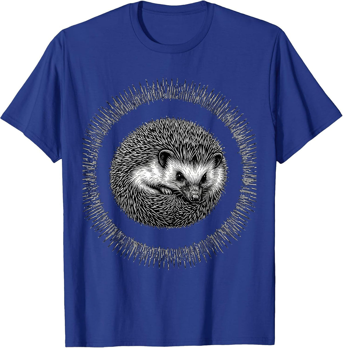 Cute Hedgehog Line Art Animal Lover Humor T-Shirt - Royal Blue