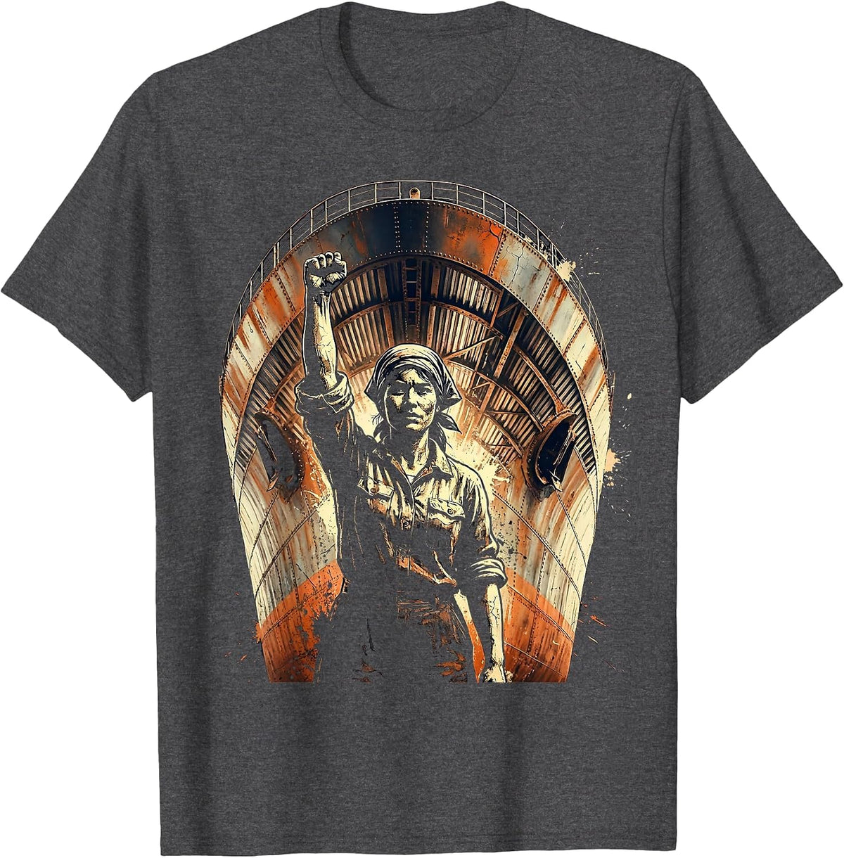 Men's Rosie The Riveter Industrial Pride Graphic T-Shirt - Dark Heather Grey