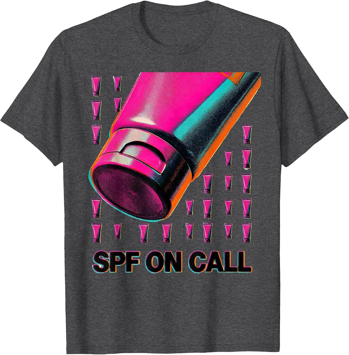 SPF On Call Risograph Humor Esthetician Lash Tech Workwear T-Shirt - Dark Heather Grey