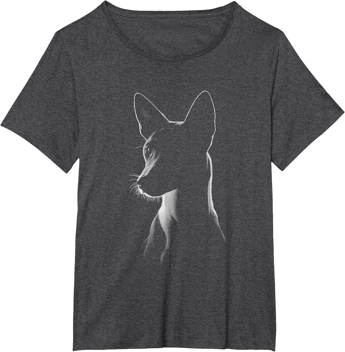 Basenji Dog Face Art Design T-Shirt - Dark Heather Grey
